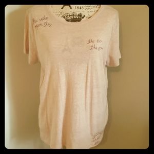 Lucky Brand light pink marled tee with text